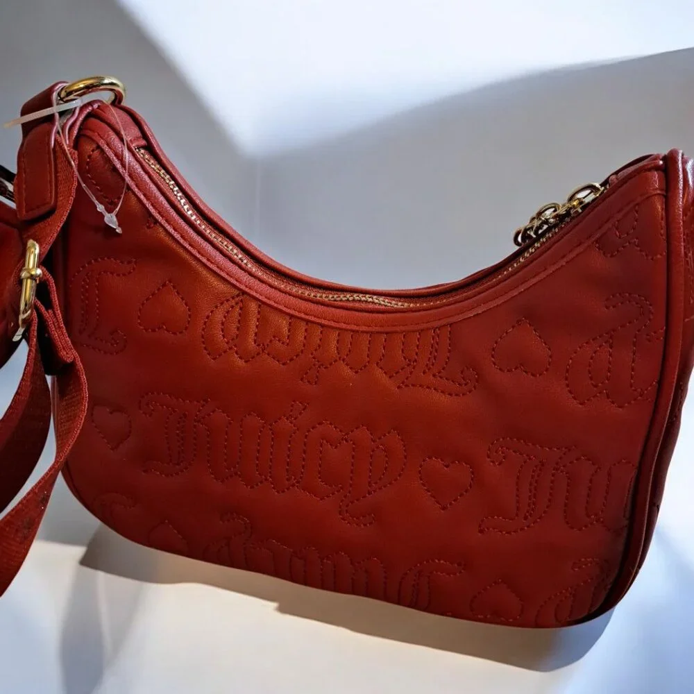 Juicy Couture Pink League HOBO Crossbody Bag with Pouch Red NWT